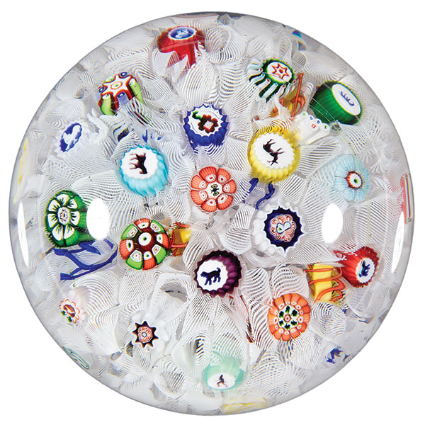 Baccarat, Paperweight, Millefiori, Spaced, Central Butterfly Cane