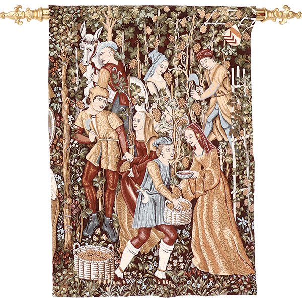 Medieval Tapestry Rods Textiles, Tapestry, Medieval Style, Figures, Gilt Hanging Rod, Artis ...