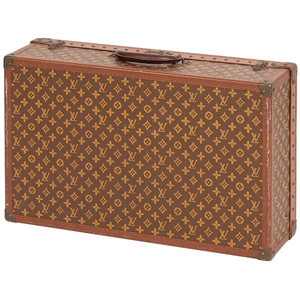 Trunks, Louis Vuitton, Suitcase, Monogram, Linen Tray, Leather Handle, Lock, Marked, 1950s, 18 x 28 In.