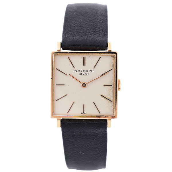 Wristwatch, Patek Philippe, 18K Yellow Gold, Leather, 18 Jewel, Marked, Switzerland, c.1960s, 1 1/50 In.