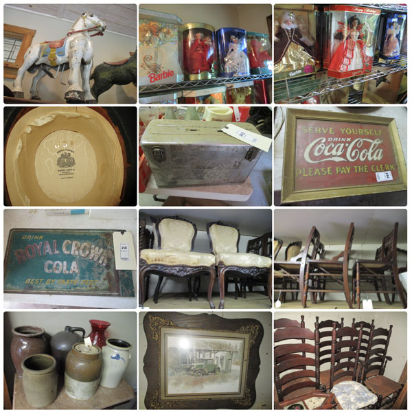 Screenshot with a grid showing various lots at an estate auction