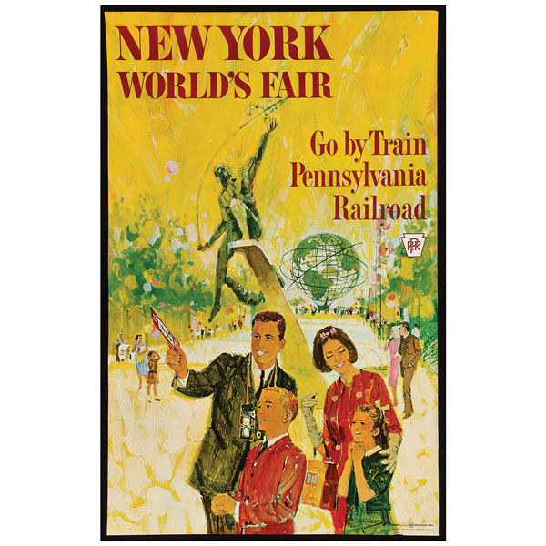 Worlds Fair, Poster, 1964, New York, Go By Train, Pennsylvania Railroad, Dated 1961, 33 x 21 In.