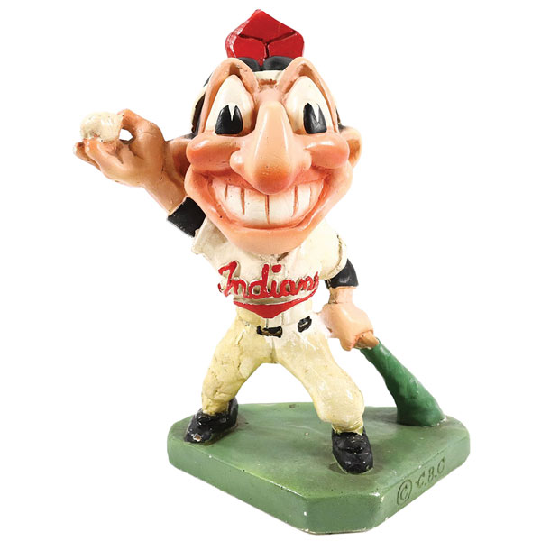 Sports, Baseball, Figure, Chief Wahoo, Chalkware, Cleveland Indians, Mazzolini Artcraft, 8 In.