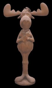 Styrofoam golden statue of cartoon moose Bullwinkle
