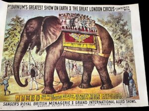 P.T. Barnum's Greatest Show On Earth & The Great London Circus poster with elephant with howdah and passengers