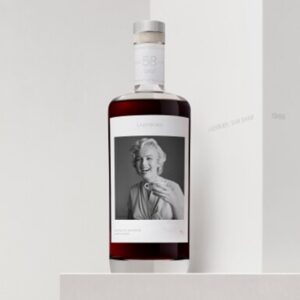 Whisky bottle with a black-and-white photograph of Marilyn Monroe on the label
