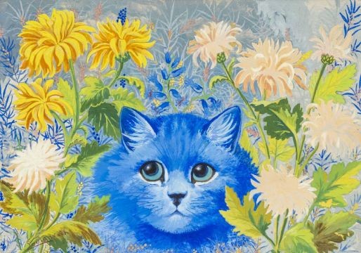 Painting with a blue cat